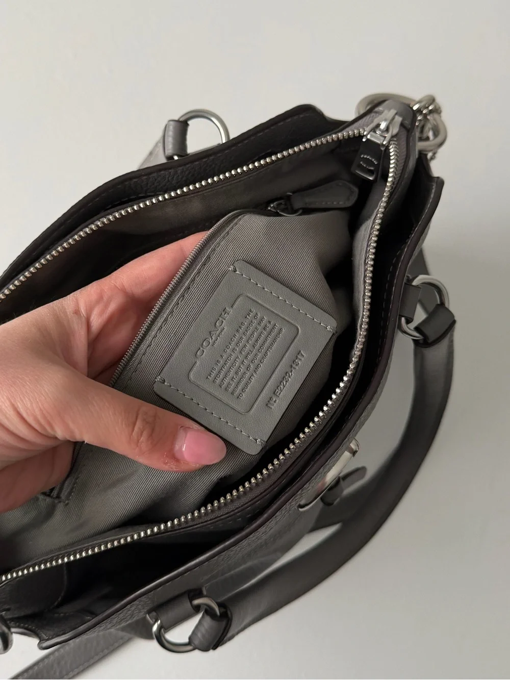 Grey Coach Leather Shoulder Bag